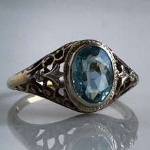 Load image into Gallery viewer, Vintage Aquamarine 14K Yellow Gold Filigree Ring