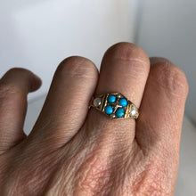 Load image into Gallery viewer, Victorian Turquoise, Pearls & Rose Cut Diamond 15K Ring