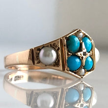 Load image into Gallery viewer, Victorian Turquoise, Pearls & Rose Cut Diamond 15K Ring