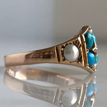 Load image into Gallery viewer, Victorian Turquoise, Pearls & Rose Cut Diamond 15K Ring