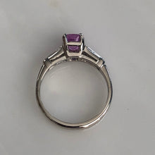 Load image into Gallery viewer, Art Deco Pink Sapphire & Diamond Platinum Ring