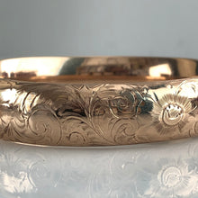 Load image into Gallery viewer, Victorian 10K Gold Floral Engraved Bangle Bracelet