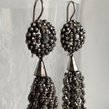 Load image into Gallery viewer, Vintage Cut Steel Silver Beaded Earrings