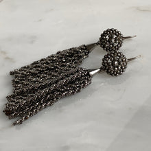 Load image into Gallery viewer, Vintage Cut Steel Silver Beaded Earrings
