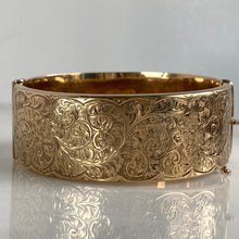 Load image into Gallery viewer, Victorian 9K Gold Engraved Bangle Bracelet