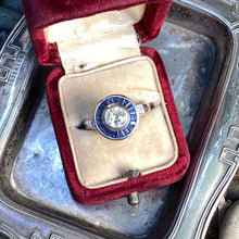 Load image into Gallery viewer, Art Deco Style Diamond & Sapphire .73ct Platinum Ring