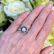 Load image into Gallery viewer, Art Deco Style Diamond & Sapphire .73ct Platinum Ring