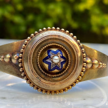 Load image into Gallery viewer, Victorian 14K Gold Enamel Star Bangle Bracelet