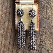 Load image into Gallery viewer, Vintage Cut Steel Silver Beaded Earrings