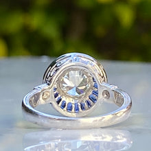 Load image into Gallery viewer, Art Deco Style Diamond & Sapphire .73ct Platinum Ring