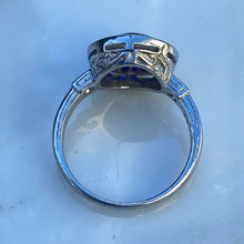 Load image into Gallery viewer, Art Deco Style Diamond & Sapphire .73ct Platinum Ring