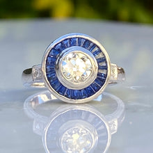 Load image into Gallery viewer, Art Deco Style Diamond & Sapphire .73ct Platinum Ring
