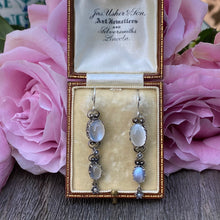 Load image into Gallery viewer, Victorian Moonstone Sterling Silver Drop Earrings