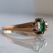 Load image into Gallery viewer, Mid Century Emerald & Diamond Ring