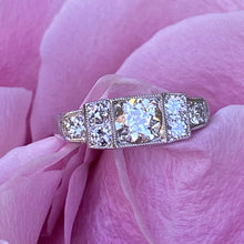 Load image into Gallery viewer, Art Deco Style .97ct Diamond Platinum Ring