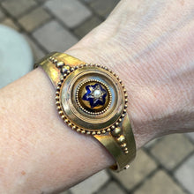Load image into Gallery viewer, Victorian 14K Gold Enamel Star Bangle Bracelet