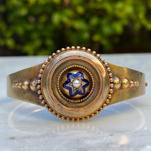 Load image into Gallery viewer, Victorian 14K Gold Enamel Star Bangle Bracelet