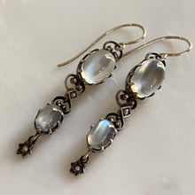 Load image into Gallery viewer, Victorian Moonstone Sterling Silver Drop Earrings