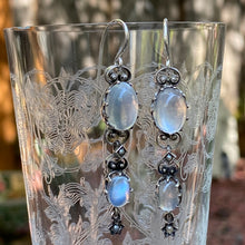 Load image into Gallery viewer, Victorian Moonstone Sterling Silver Drop Earrings