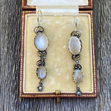 Load image into Gallery viewer, Victorian Moonstone Sterling Silver Drop Earrings