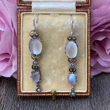 Load image into Gallery viewer, Victorian Moonstone Sterling Silver Drop Earrings