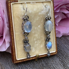 Load image into Gallery viewer, Victorian Moonstone Sterling Silver Drop Earrings