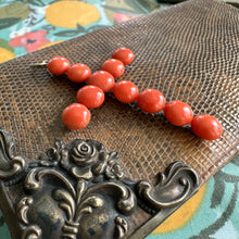 Load image into Gallery viewer, Victorian 1890&#39;s Red Natural Coral Silver Cross
