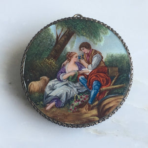 Victorian Enamel Sterling Brooch Pin