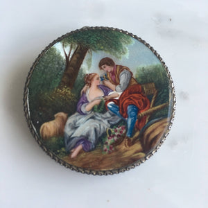 Victorian Enamel Sterling Brooch Pin