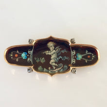 Load image into Gallery viewer, Victorian 14K Gold Enamel Diamond Brooch
