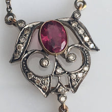 Load image into Gallery viewer, Art Nouveau 18K Tourmaline Diamond Pendant
