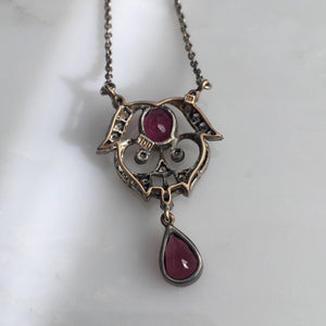 Art Nouveau 18K Tourmaline Diamond Pendant