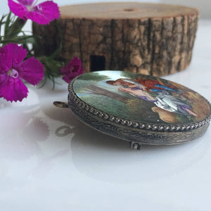 Victorian Enamel Sterling Brooch Pin