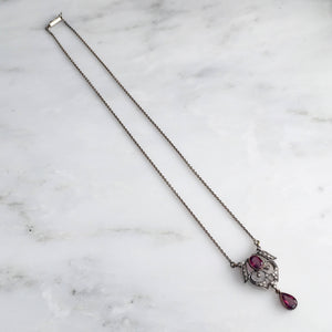 Art Nouveau 18K Tourmaline Diamond Pendant