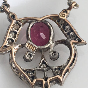 Art Nouveau 18K Tourmaline Diamond Pendant