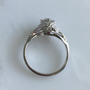 Vintage .50ct Diamond 18K Gold Filigree Ring