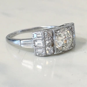 Art Deco 1.97ct Total Weight Diamond Platinum Ring