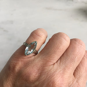 Art Deco Aquamarine 14K Ring