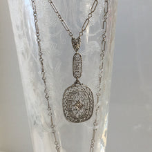 Load image into Gallery viewer, Art Deco Diamond 14K White Gold Filigree Necklace
