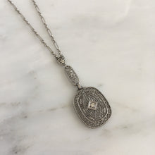 Load image into Gallery viewer, Art Deco Diamond 14K White Gold Filigree Necklace
