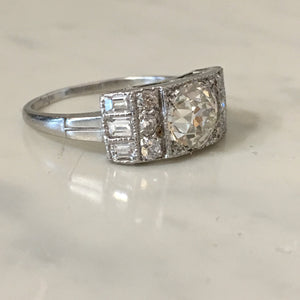 Art Deco 1.97ct Total Weight Diamond Platinum Ring