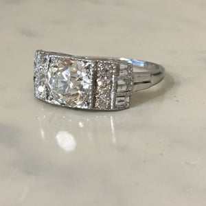 Art Deco 1.97ct Total Weight Diamond Platinum Ring