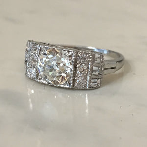 Art Deco 1.97ct Total Weight Diamond Platinum Ring