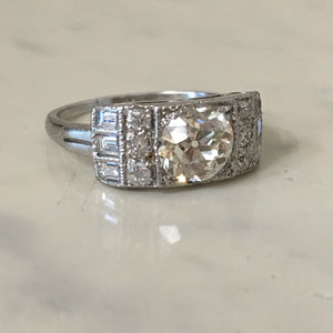 Art Deco 1.97ct Total Weight Diamond Platinum Ring