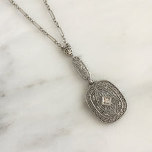 Load image into Gallery viewer, Art Deco Diamond 14K White Gold Filigree Necklace
