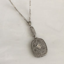 Load image into Gallery viewer, Art Deco Diamond 14K White Gold Filigree Necklace
