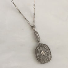 Load image into Gallery viewer, Art Deco Diamond 14K White Gold Filigree Necklace
