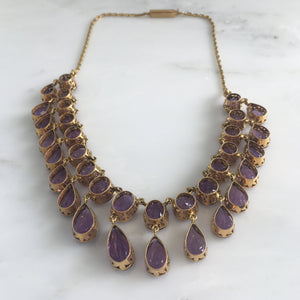 Stunning Vintage 53 carat Amethyst 14K Necklace