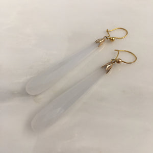 Victorian 14K Chalcedony Earrings