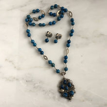 Load image into Gallery viewer, Arts &amp; Crafts Sodalite Silver Pendant and Earring Set
